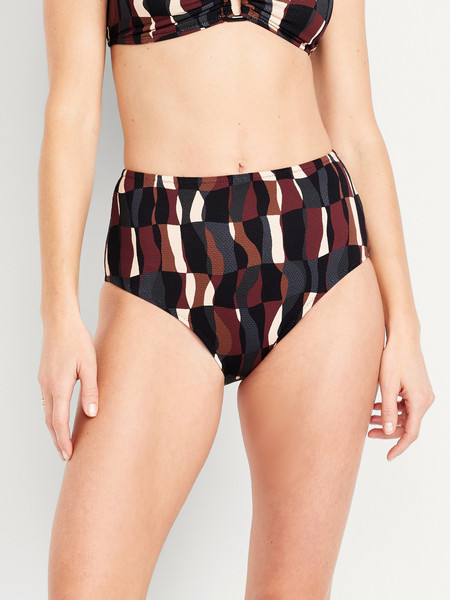 High-Waisted Textured Bikini Swim Bottoms | Old Navy (US)