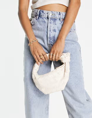 Glamorous mini grab bag in cream woven PU | ASOS (Global)