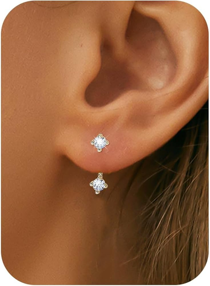 VIDONIO 3 Pairs 925 Sterling Silver Hoop Earrings for Women,14K Gold Hoop Earrings Plated Hypoall... | Amazon (UK)