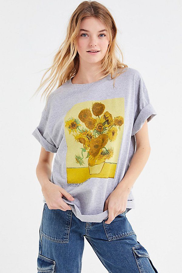 Van Gogh Sunflowers Tee - Grey S at Urban Outfitters | Urban Outfitters (US and RoW)