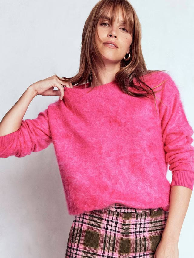 Boden Brushed Pure Cashmere Jumper, Pink Peony | John Lewis (UK)
