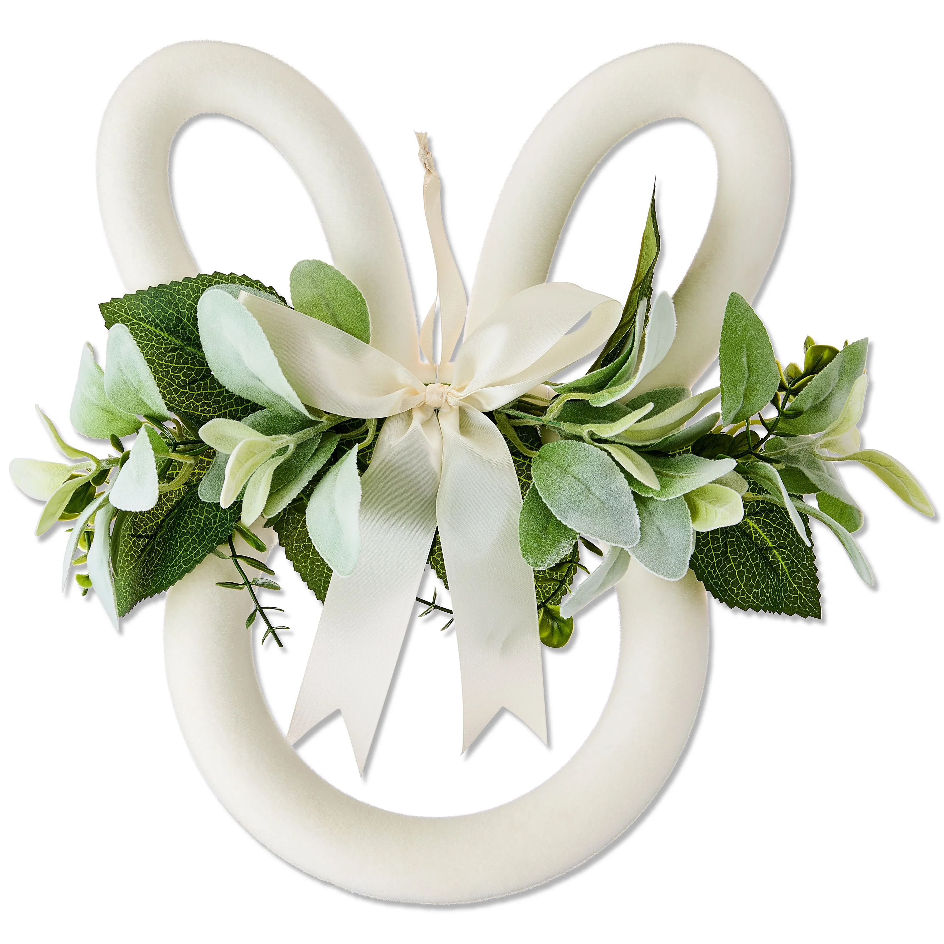 Flocked Bunny Head Wreath, White, 14", Easter by Way To Celebrate | Walmart (US)