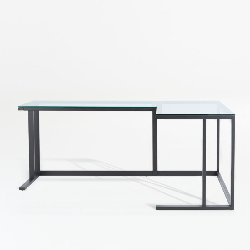 Pilsen Graphite Corner Desk with Glass Top + Reviews | Crate & Barrel | Crate & Barrel