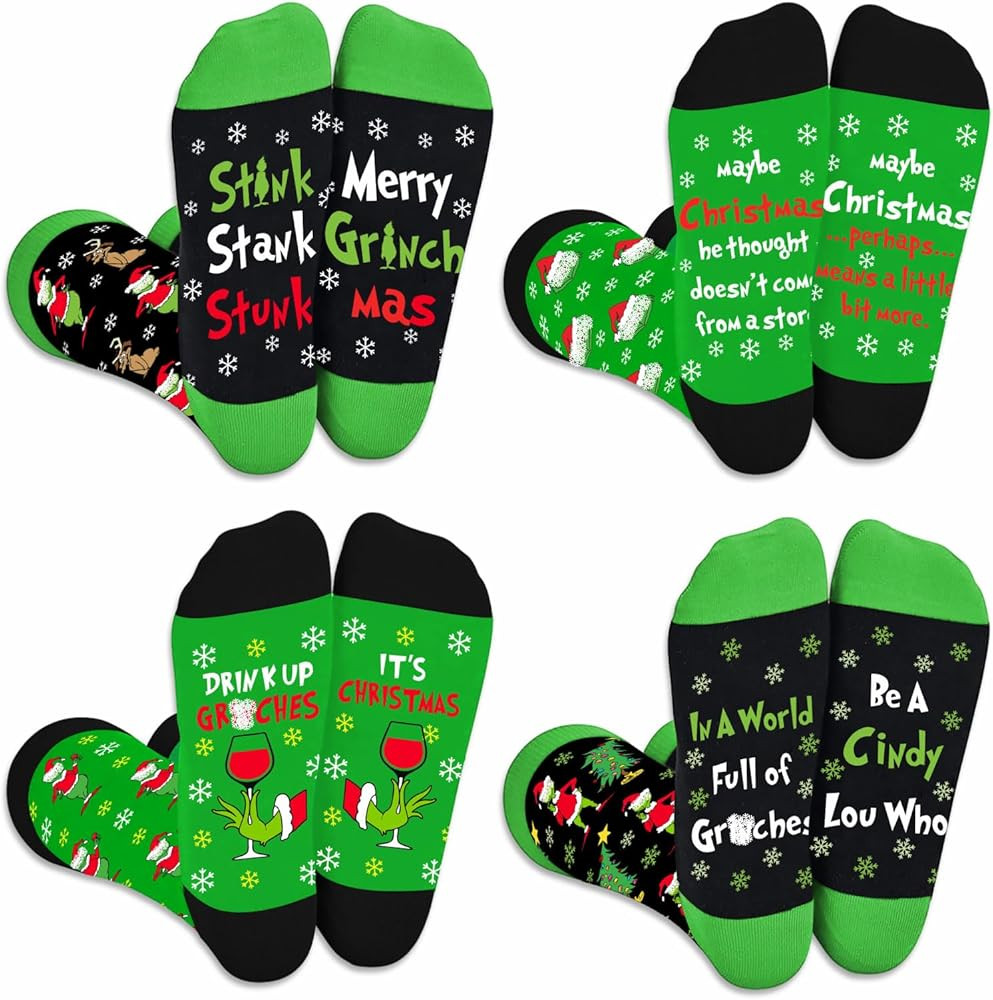 Funny Christmas Socks for Women Men, Cute Holiday Matching Socks for Friends Family Coworkers, Wi... | Amazon (US)