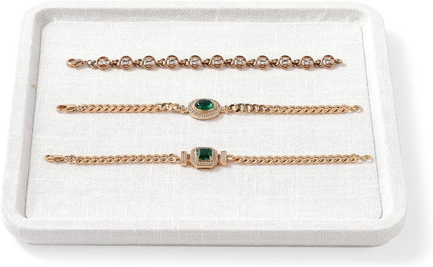 Linen Jewelry Display Flat Tray for Rings Earrings Necklace Bracelet, Jewelry Photograph Display ... | Amazon (US)