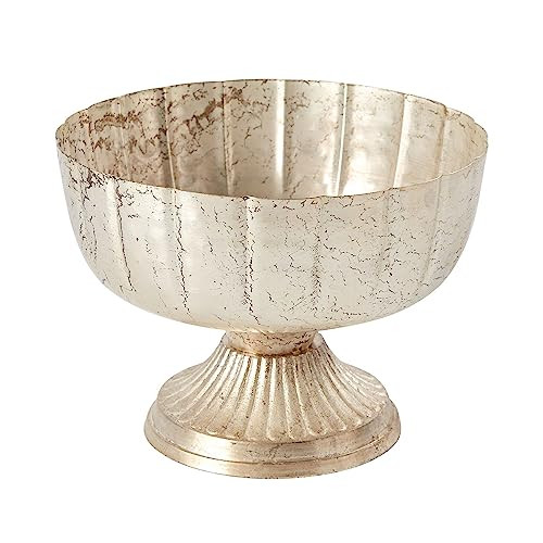Distressed Champagne Metal Compote Bowl | Champagne Compote Vase l Lita Metal Vase l Indoor and Outdoor Compote for Any Event Decoration (Champagne Compote (7.75"x 5.75") (72010.61) | Amazon (US)