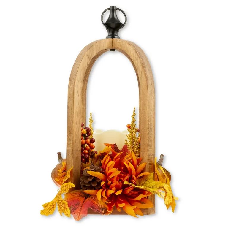 Harvest Pre-Lit Multicolor Floral Lantern Arrangement, 15.5 in, by Way To Celebrate | Walmart (US)