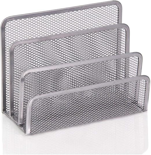 YBM Home Desk Mail Organizer for Office,3-Slot Mesh Letter Sorter/Holder Organize Folder Silver 2... | Amazon (US)