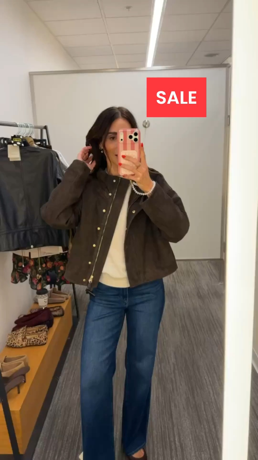 Whole outfit on sale! Paige jeans size 25, sweater size XS, suede jacket size S (not XS), mesh flats.

#LTKOver40 #LTKSaleAlert
