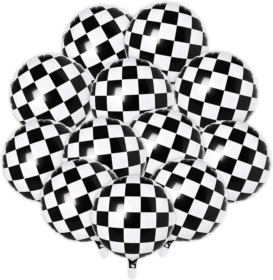 Checkered Balloons 12pcs Racing Party Decorations Supplies 18inch Racing Car Balloons Checkerboar... | Amazon (US)