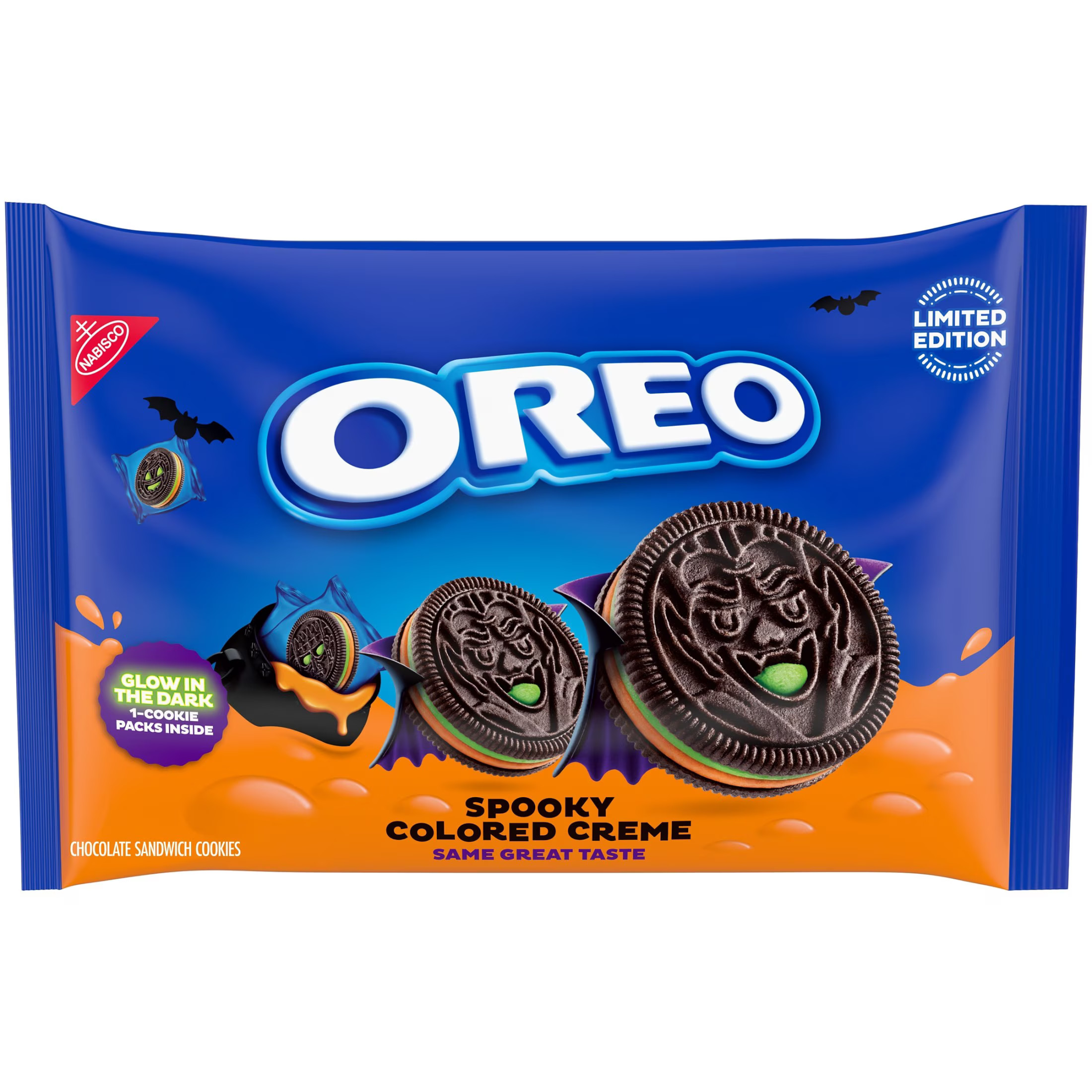 OREO Green and Orange Creme Chocolate Sandwich Cookies, Halloween Cookies, 14 Snack Packs | Walmart (US)