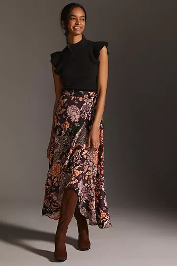 Maeve Ruffled Wrap Maxi Skirt | Anthropologie (US)