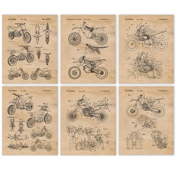 Vintage Honda Yamaha Kawasaki KTM Motocross Dirt Bikes Poster Prints, 6 Unframed Photos, Wall Art... | Etsy (US)