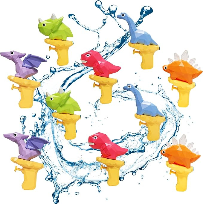 10 Pcs Water Squirt Guns for Kids, Small Dinosaur Water Pistols, Water Blaster Soaker Summer Swim... | Amazon (US)