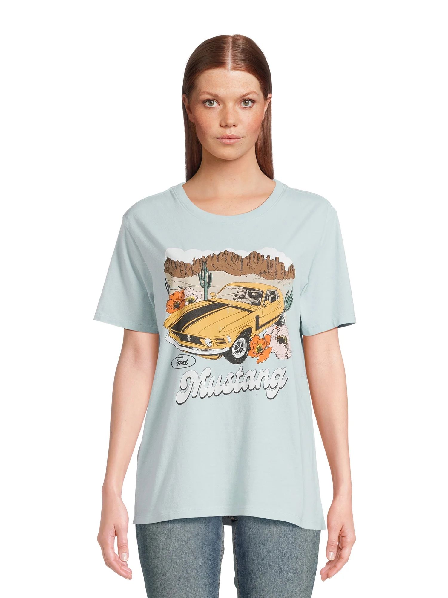 Time And Tru Women's Ford Mustang Graphic Tee with Short Sleeves, Sizes S-XXXL | Walmart (US)