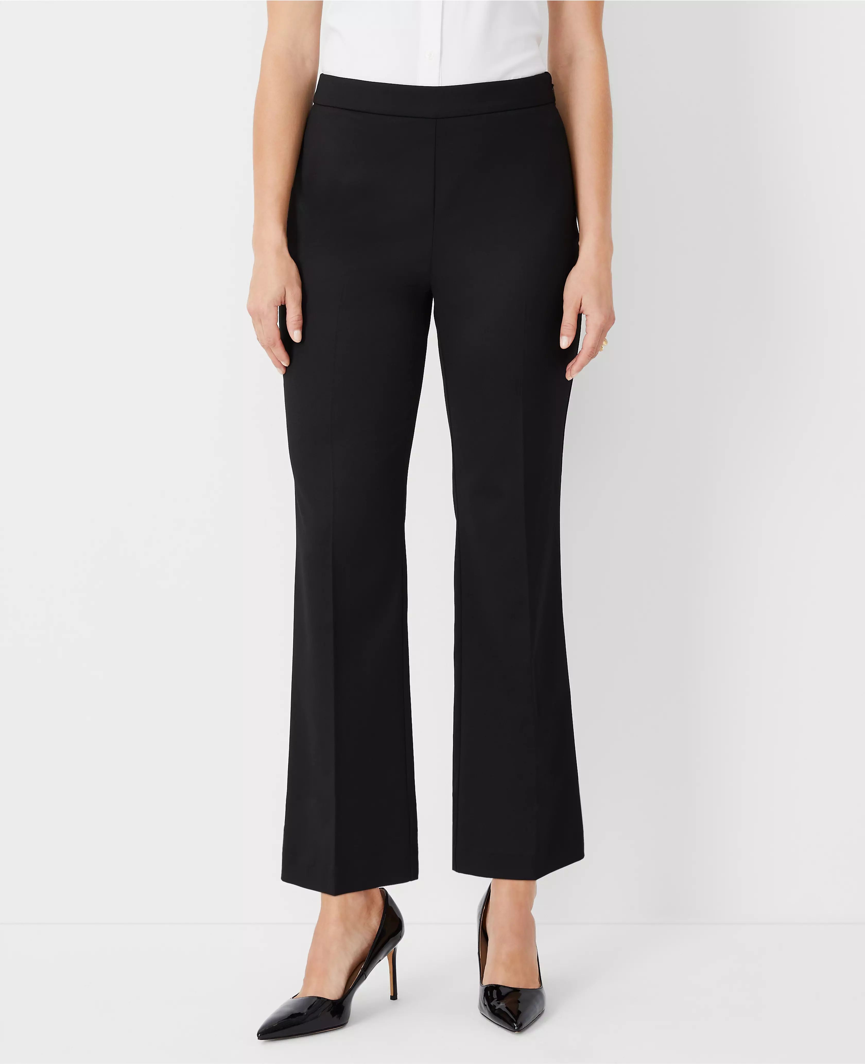 The High Rise Side Zip Flare Ankle Pant in Sateen - Curvy Fit | Ann Taylor (US)