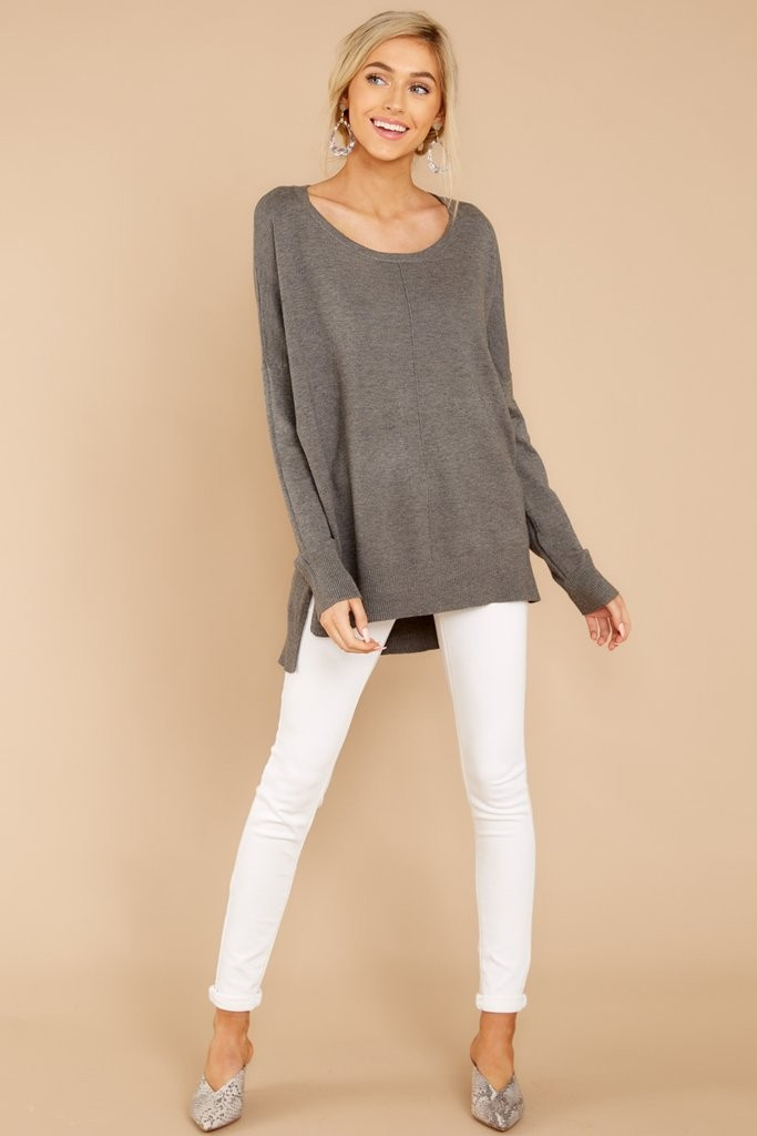 Heaven's Touch Charcoal Grey Sweater | Red Dress 