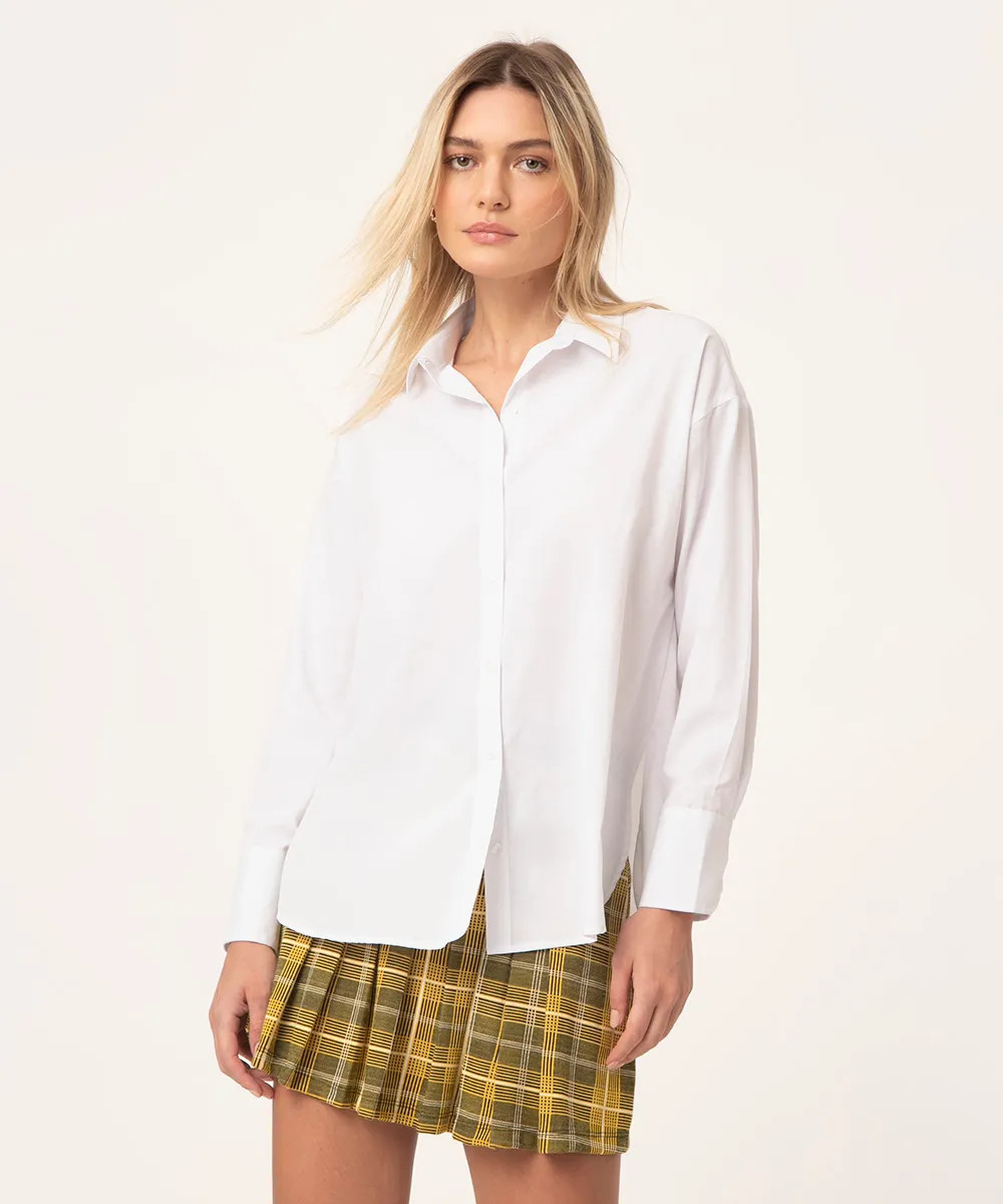 camisa oversized de tricoline off white | C&A (BR)