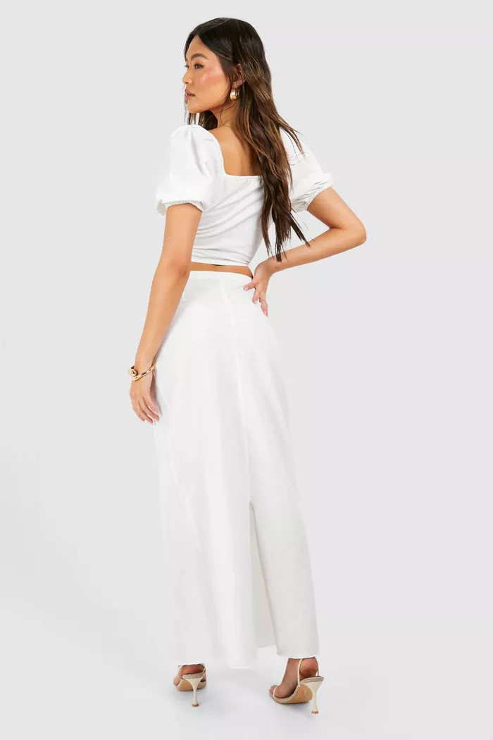 Linen Maxi Skirt | Boohoo.com (UK & IE)