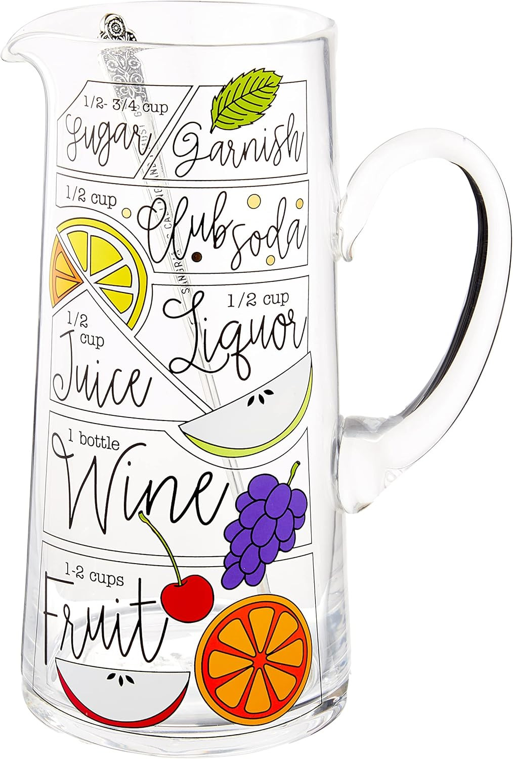 Mud Pie Sangria Glass Pitcher, 67 oz | Spoon 10", Clear | Amazon (US)