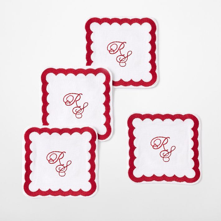 Bespoke Embroidered Coasters, Set of 4 | Mark and Graham
