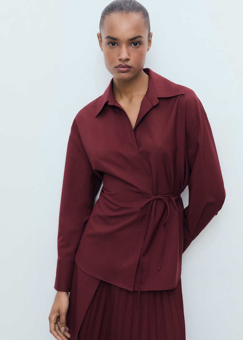 Wrap shirt with bow - Women | MANGO USA | Mango (US/MX/AU)