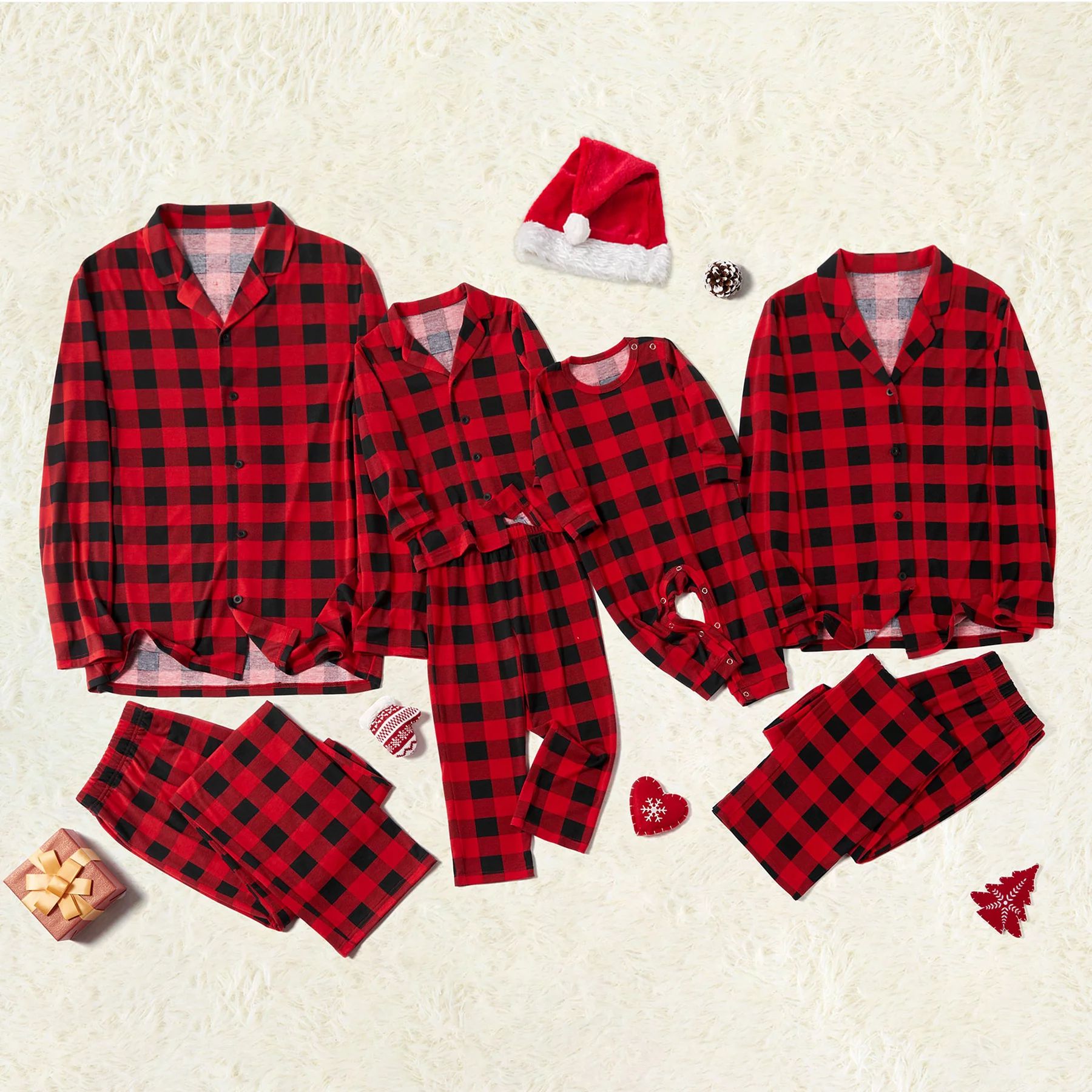 PatPat Family Matching Polo Collar Plaid Christmas Pajamas Sets,Flame Resistant,2-piece,Sizes Bab... | Walmart (US)