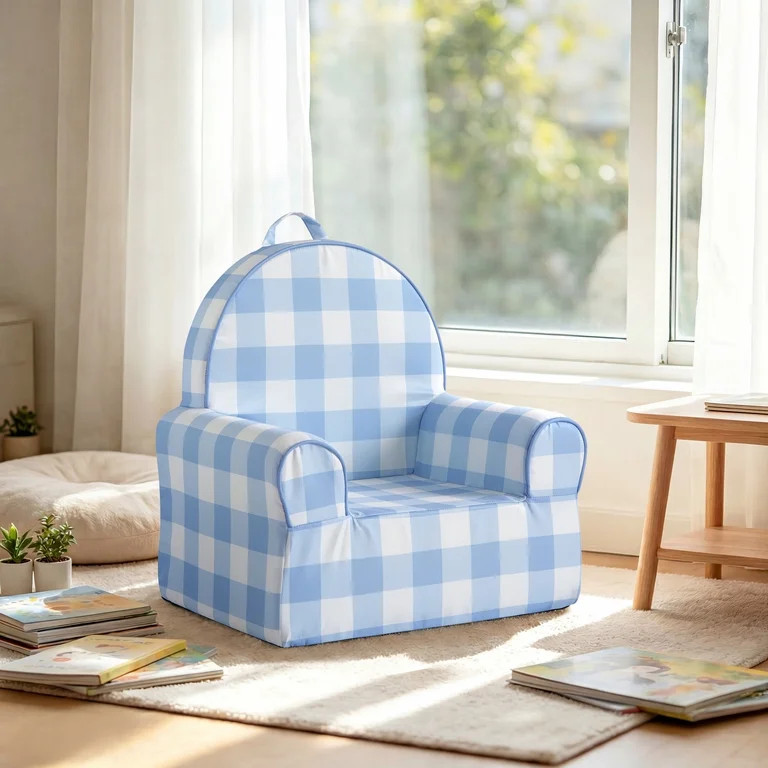 Little Next Toddler Blue Gingham Foam Chair | Walmart (US)