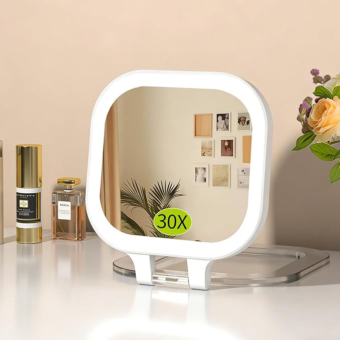 FUNTOUCH 4inch 1x 30x Magnifying Travel Makeup Mirror with Lights, Rechargeable Lighted Compact M... | Amazon (US)