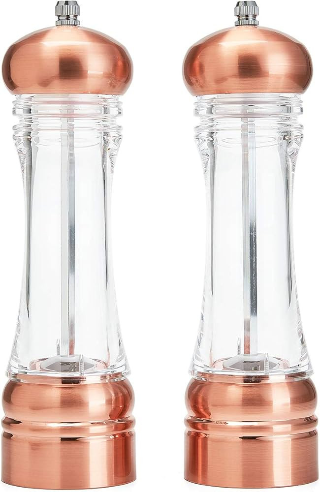 8inches Salt and Pepper Grinders Refillable Set, Clear Ceramic Peppercorns Sea Salt Mill with Adj... | Amazon (US)