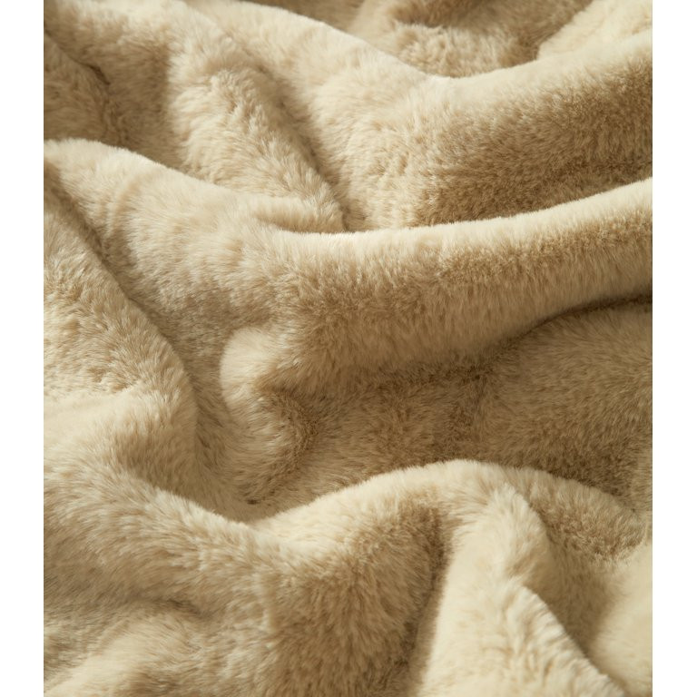 Better Homes & Gardens Cuddle Faux Fur Throw Blanket, Taupe, Oversized, All Ages | Walmart (US)