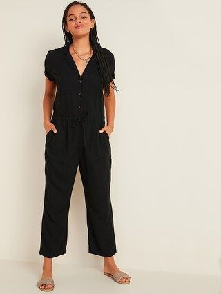 Waist-Defined Button-Front Utility Jumpsuit for Women | Old Navy (US)