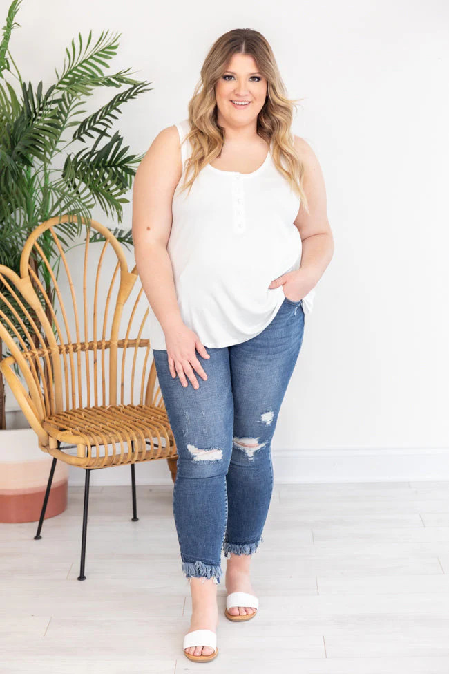 Courageous Soul White Ribbed Tank, Women's 3X Large - For Spring - Pink Lily Boutique | Pink Lily