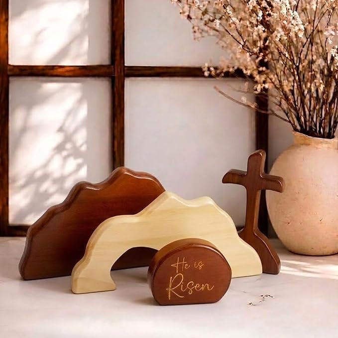 Empty Tomb Scene Spring Easter Decorations, He is Risen Natural Wood Easter Decor, Christian Resu... | Amazon (US)