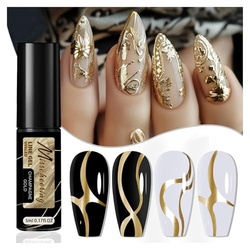 IMGDD Metallic Gel Liner Nail Polish for Nail Art, Mirror Silver Gold Rose Gold Chrome Painting Nail Polish, for Salon Home DIY French Manicure | Amazon (US)