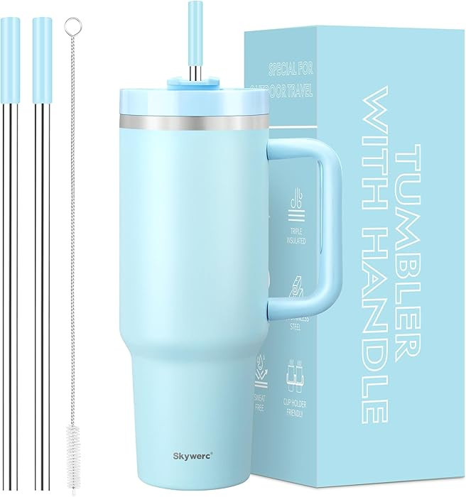 40 oz Tumbler with Handle and Straw, 2 in 1 Lid, Vacuum Insulated Stainless Steel Double Wall Wat... | Amazon (CA)