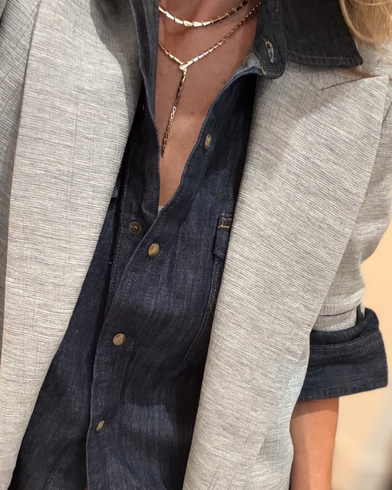 Denim shirt: wearing small (men’s shirt)

Jewelry: Melinda Maria - LOVE this necklace combo!! Use promo code StephanieF to save — good for sitewide 

Blazer is Zara - shop on my story; I have linked others too below for same look

Jeans are Zara but I also wear Levi’s linked below - I size up 1 size for a relaxed look

Booties are old Dolce Vita but I’ve linked similar ones that I love! I size up 1 size in pointed toe boot/booties bc I like to wear thicker socks 



#LTKSeasonal #LTKFindsUnder100 #LTKStyleTip