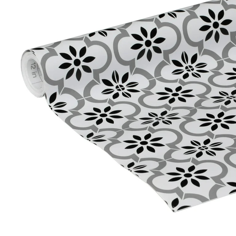 EasyLiner Brand Contact Paper Adhesive Shelf Liner 20 in. x 15 ft., Black and White Tile | Walmart (US)