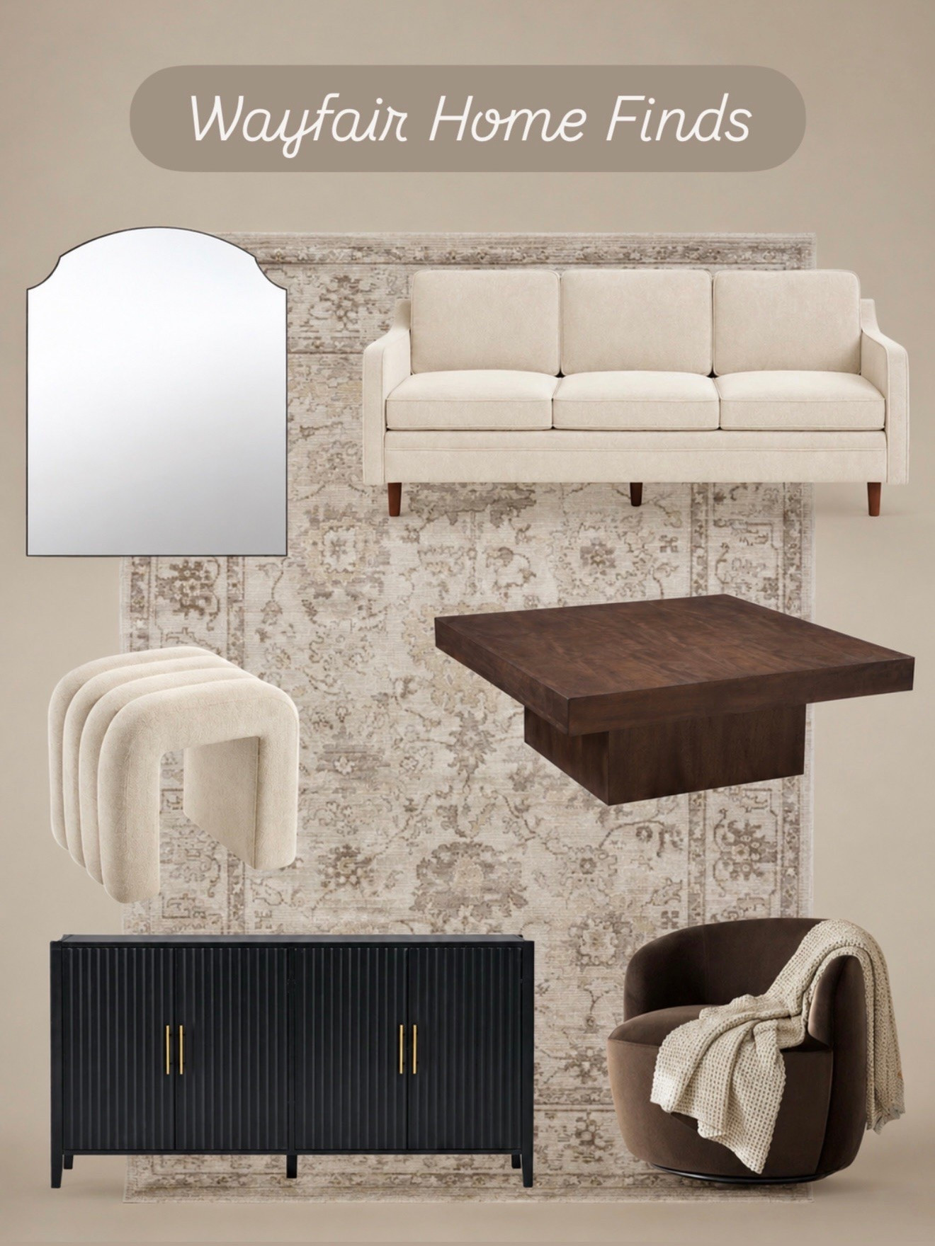 Neutral Wayfair Home Finds I’m Loving Right Now 🤎

Follow @farmtotablecreations on Instagram for more home inspiration and curated finds.

These Wayfair finds are giving that warm, cozy, designer look without feeling overdone. From the creamy sofa to the rich wood coffee table and oversized rug, every piece works together to create such a timeless, elevated space. The textures and tones in this collection are so good 👏🏻

#wayfair #wayfairfinds #livingroomdecor #coffeetable #neutralhome

wayfair finds | neutral living room | cream sofa | area rug | coffee table | accent chair | home decor finds | living room inspiration | designer inspired | cozy home | neutral decor | black cabinet | boucle stool | warm neutral decor | home styling | affordable home decor | living room furniture | interior inspo | modern classic | timeless decor | layered neutrals | cozy living room | home aesthetic | designer look for less | transitional style