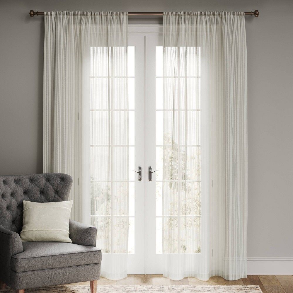 84""x54"" Leno Weave Sheer Curtain Panel Cream - Threshold | Target