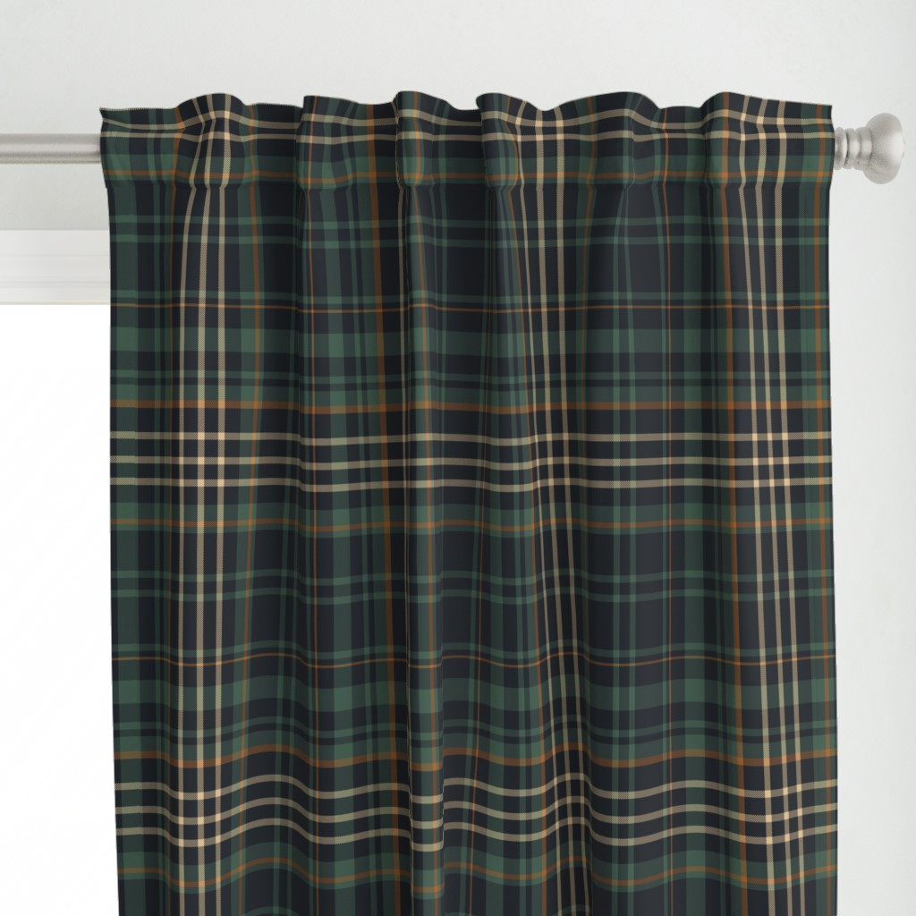 Dark Green Plaid Modern Rich Check Cabincore Home Decor Interior Design Curtain Panel bytessab_st... | Spoonflower