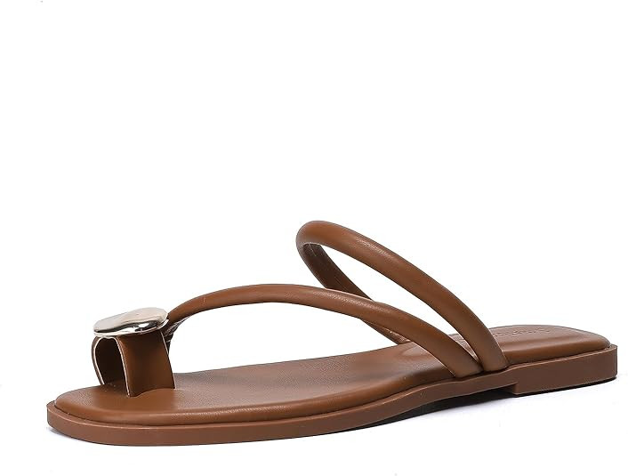 Women's Toe Ring Thong Sandals Open Toe Slide Flat Sandals Casual Summer Flip Flop Flat Sandals | Amazon (US)