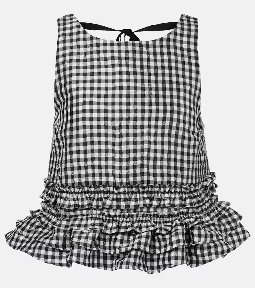 Ganni Gingham ruffled top | Mytheresa (UK)