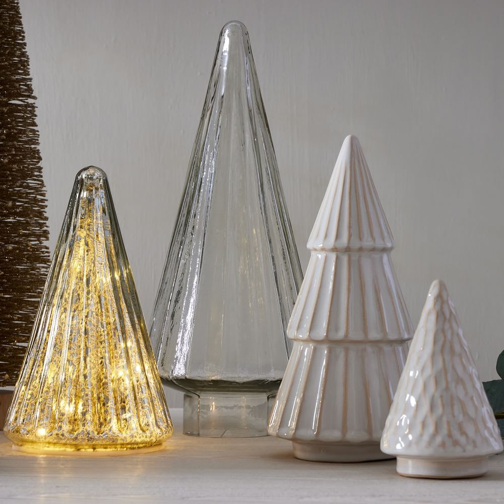 Light-Up Mercury Glass Christmas Trees - Silver | West Elm (US)