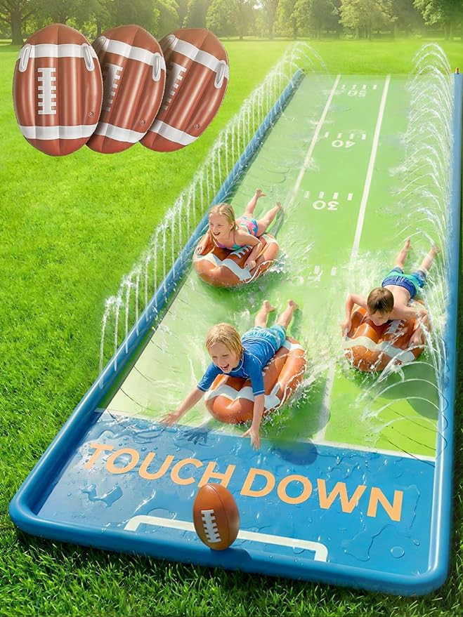 Funscape Triple Water Slides for Kids Backyard, 20FT Water Slide W/ 3 Bodyboards, 1 Inflatable Fo... | Amazon (US)
