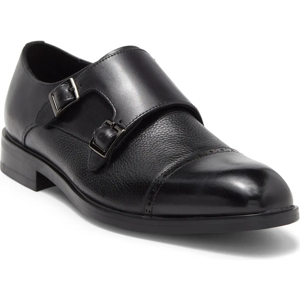 NORDSTROM RACK Watson Double Monk Cap Toe Leather Shoe in Black at Nordstrom Rack, Size 8.5 | Nordstrom Rack