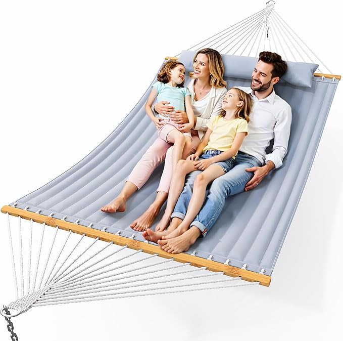 Double Hammock with Spreader Bar,Soft Pillow,Max Load 500lbs,Portable Hammock for Outdoor,Camping... | Amazon (US)