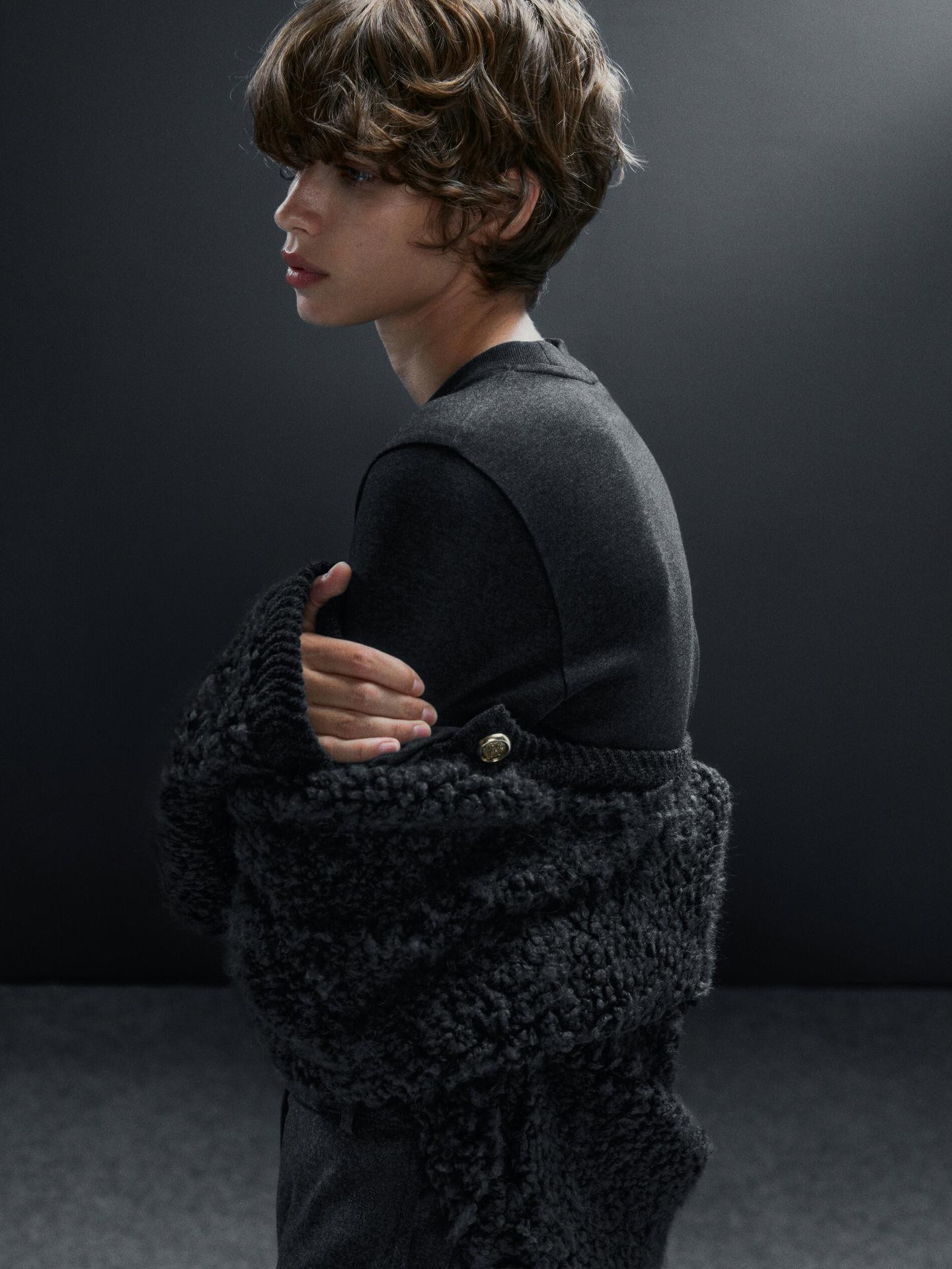 Bouclé knit cardigan with buttons | Massimo Dutti US