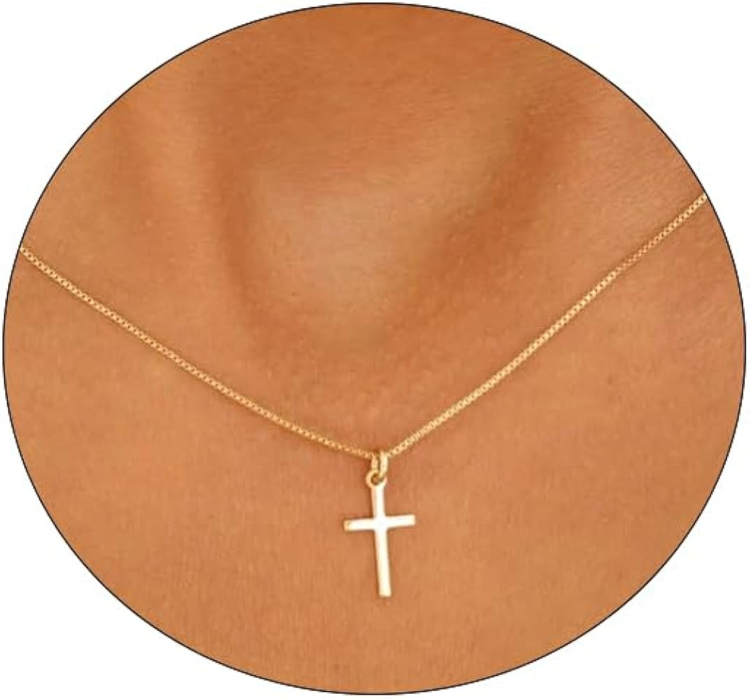 Cross Necklace for Women 14K Real Gold Silver Plated Dainty Small Cross Pendant Choker Simple Tre... | Amazon (US)