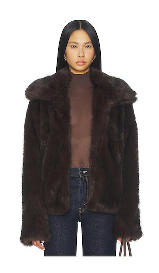 Leila Faux Fur Jacket in Chocolate | Revolve Clothing (Global)